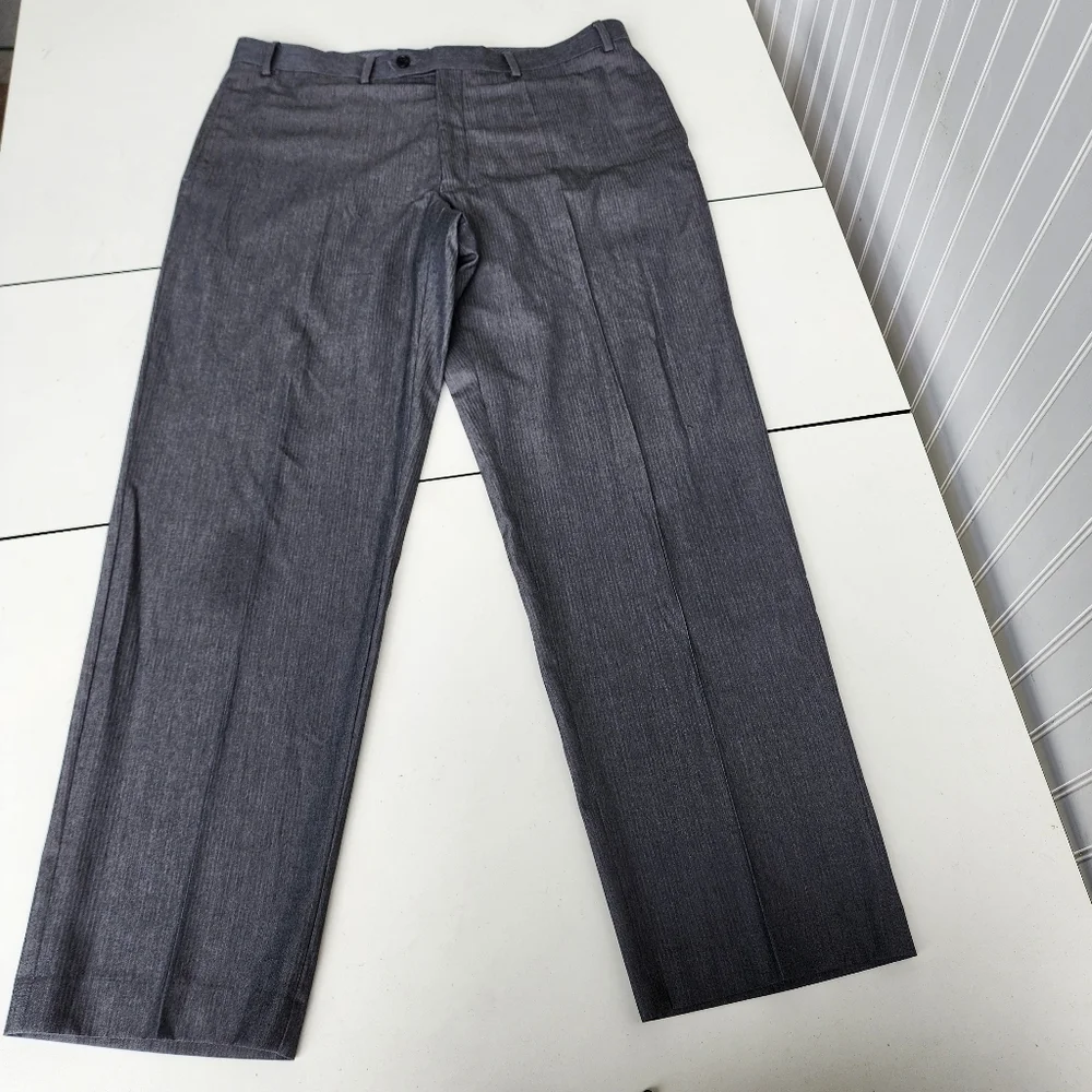 Joseph Abboud Dress Pants Mens 38x31 Flat Front Straight Slacks Trousers Gray
